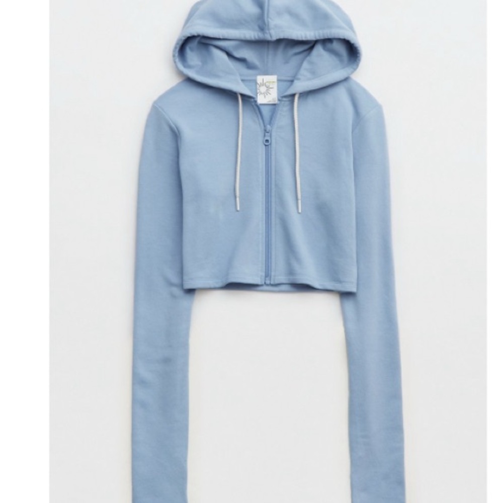 Aerie Light Blue Cropped Hoodie